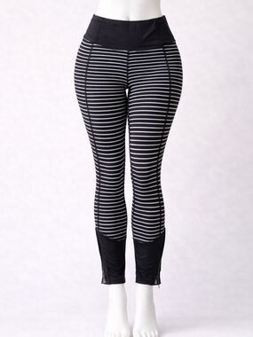 lululemon athletica Black and White Striped High-Waist Leggings